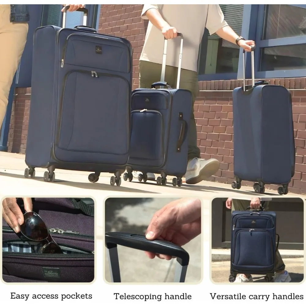 Equipaje ligero grande a cuadros con ruedas - maleta giratoria aprobada por tsa para viaje