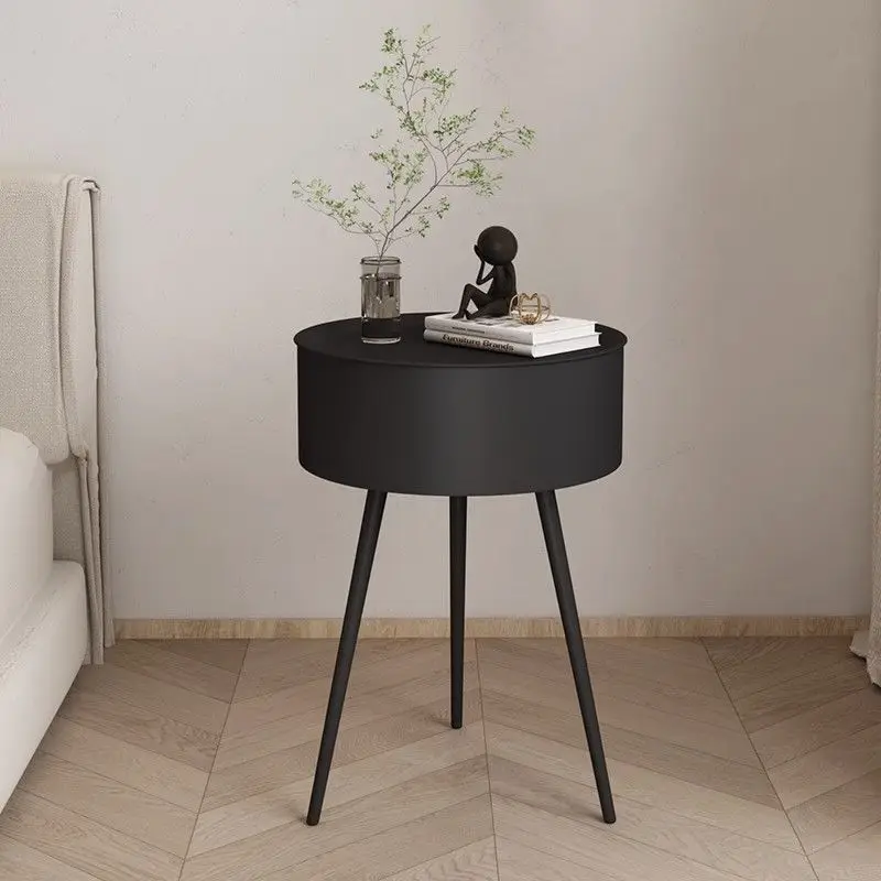 

Creative Cream Style Living Room Cabinets Table Modern Simple Wrought Iron Round Bedroom Small Bedside Storage Cabinet Furniture