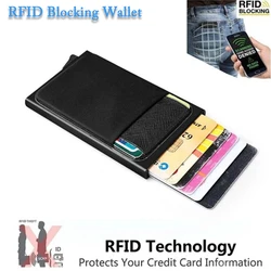 RFID Blocking Slim Metal Wallet Coin Purse Card Case Card Shrapnel Eject Wallet RFID Wallet for Men Slim Aluminum Holder Pocket