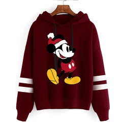 New Christmas Minnie Sweatshirt Disney Hoodie Clothes Girl Boy Mickey Mouse Hoody Top Hoodies Y2k 90s Kawaii Harajuku Cartoon