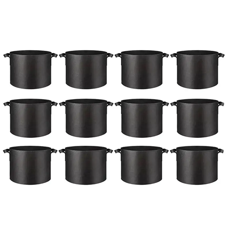 

A67P-12PCS Grow Bags 5 Gallon Planter Pots With Handles, Nonwoven Fabric Aeration Cloth Bag, Gardening For Tomoato, Potato