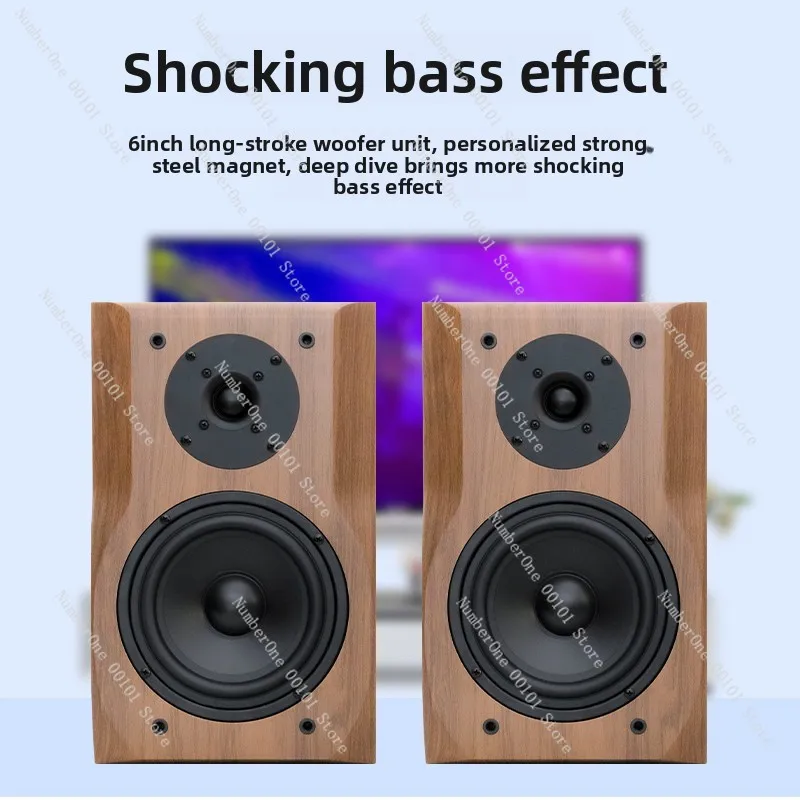 6.5 Inch 2‑Way Passive HIFI Bookshelf Speakers 2.0 High‑Fidelity Wooden Home Audio Stereo Pair for Audiophile Use
