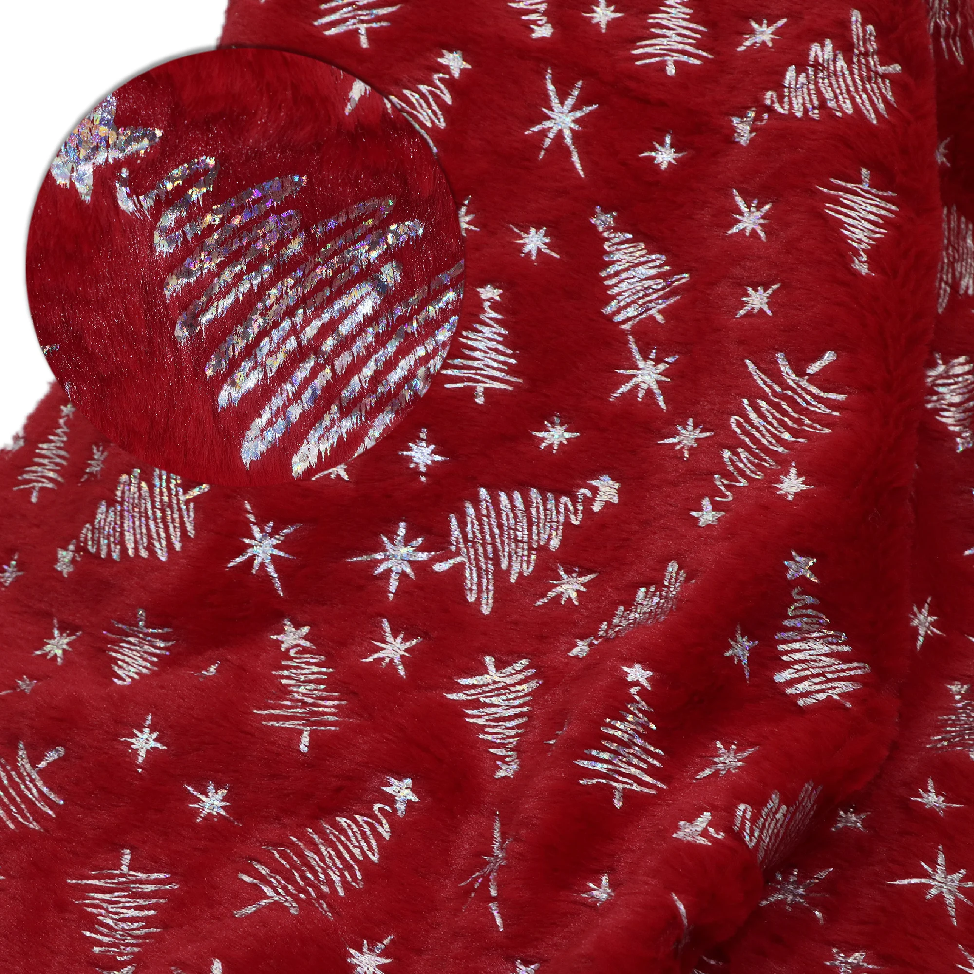 

Pre-cut [Velvet Fabric] Soft & Plush 1pc Velvet Fabric | 19.68x62.99Inch Polyester With Christmas Tree Glitter- Ideal