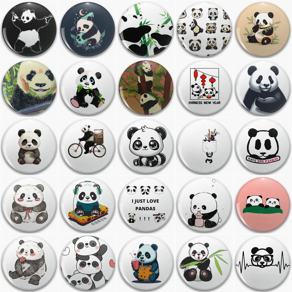 I just Love Panda Button Pin Creative Cartoon Animal Panda Lovers Brooch China Bear Badge Backpack Decor Friends Gift 58mm