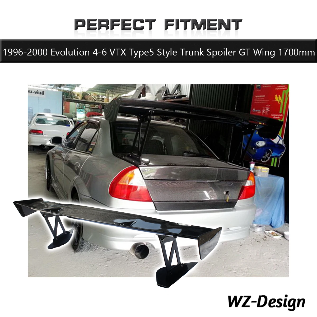 

6 Evolution Carbon Fiber VTX Type 5 Style 1700mm GT Wing Fit For 1996-2000 Evolution 4-6 Trunk Spoiler