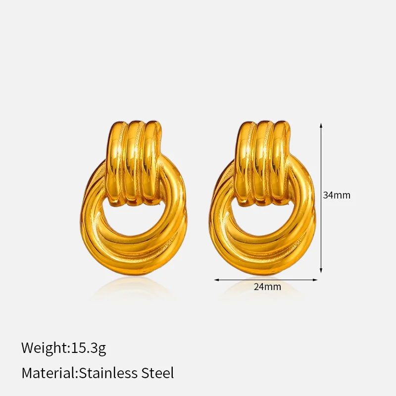 

Геометрические серьги-кольца для женщин, простые и стильные серьги премиум-класса, из нержавеющей стали с золотым покрытием, в европейском и американском стиле.