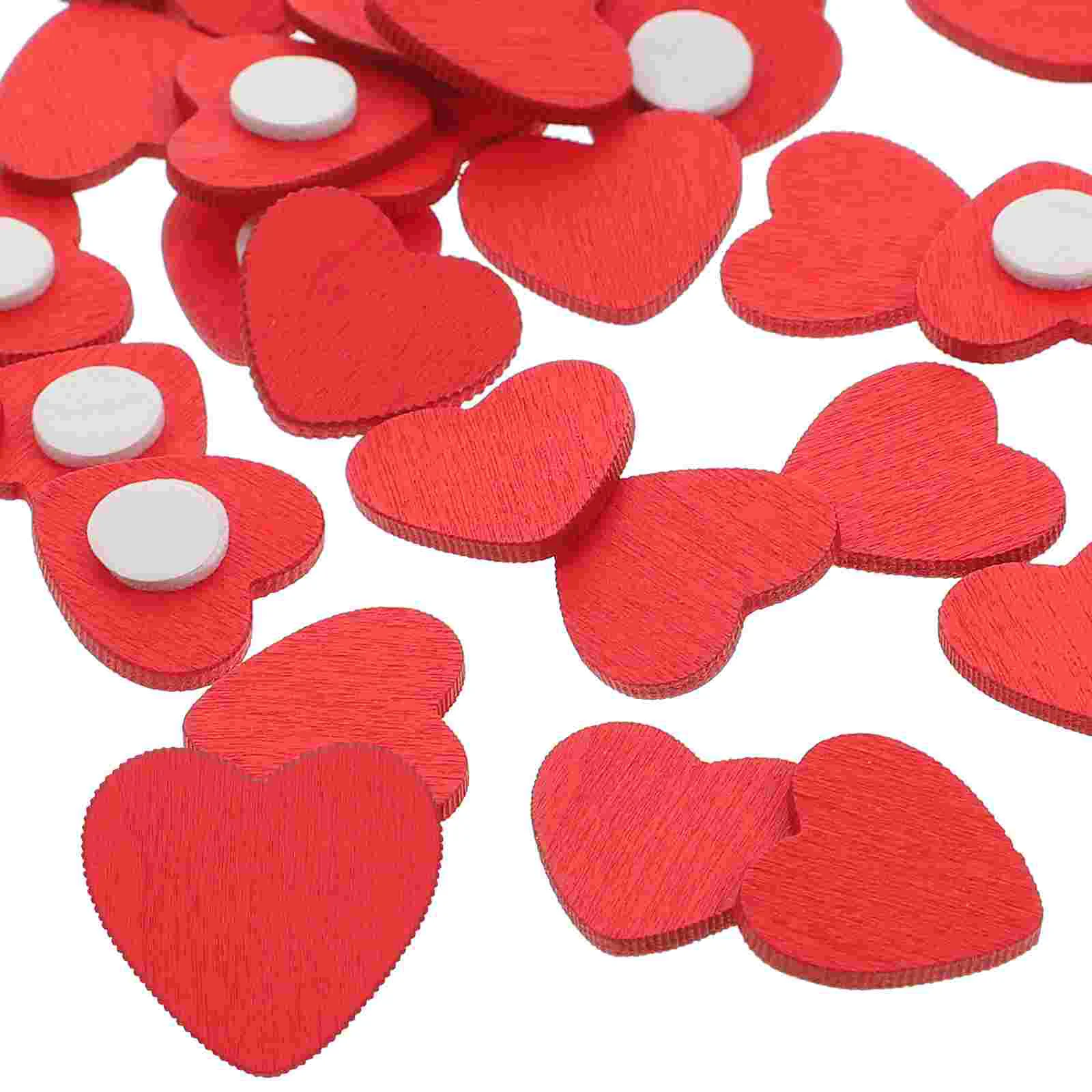 

200 Pcs Love Self-adhesive Wood Chips Wedding Party Heart Decor Sticker Labels Cartoon Heart- Shaped Wooden Gift Tags