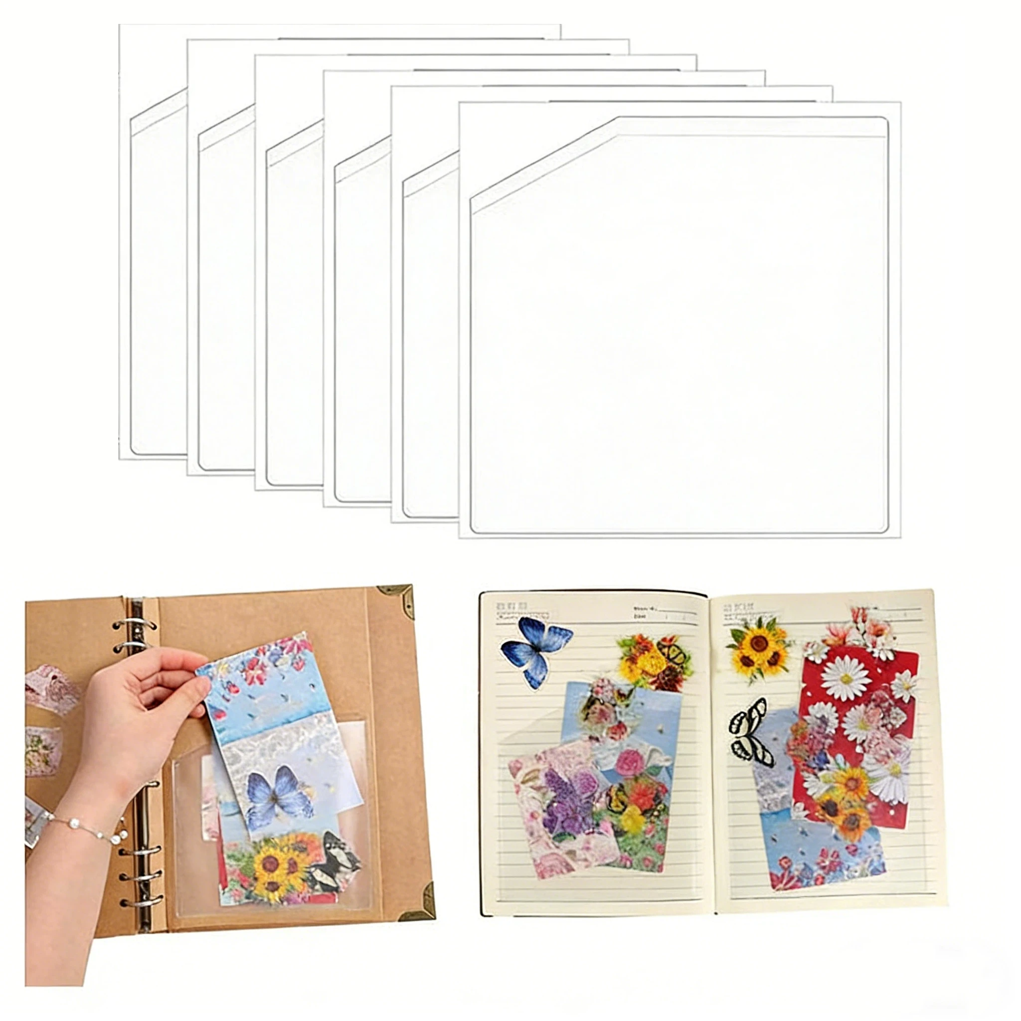 

6 прозрачных самоклеящихся карманов, этикетки для папок формата 6x6 дюймов, для хранения в корзинах, блокнотах, альбомах, коробках, вкладыши для этикеток.