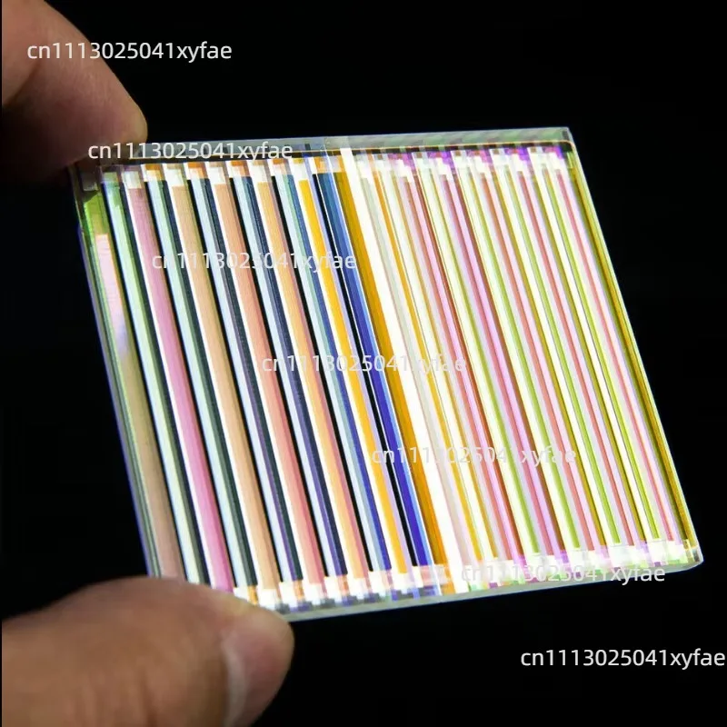 55x50x2.5mm Rectangle Dichroic Optical Glass Prism with Metal Frame for Physics Experiment