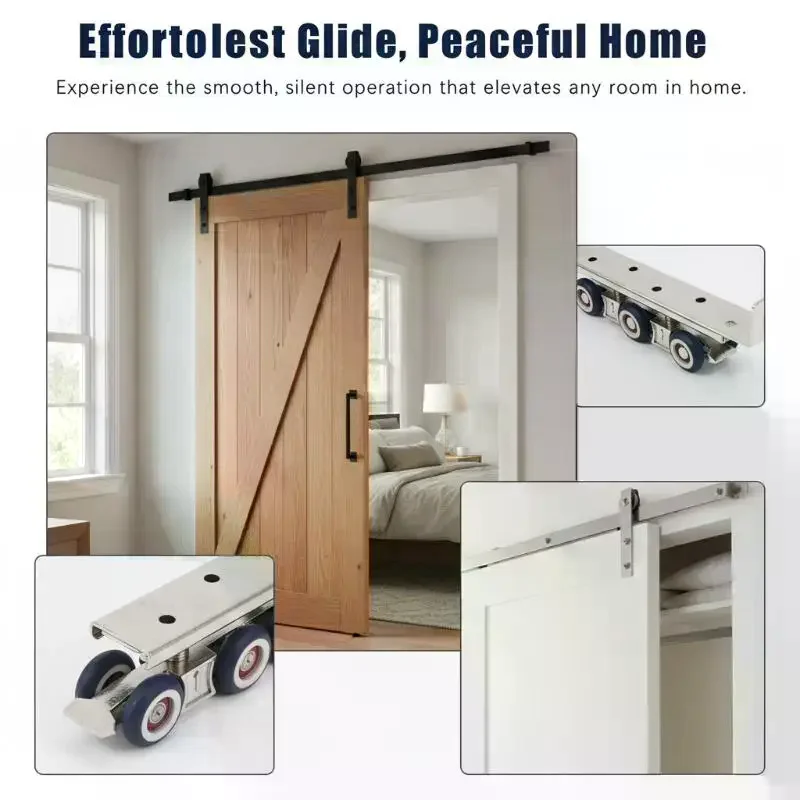 

2 wooden door suspension wheel tracks, sliding door roller suspension pulley tracks, 4/8 wheels suitable for family rooms