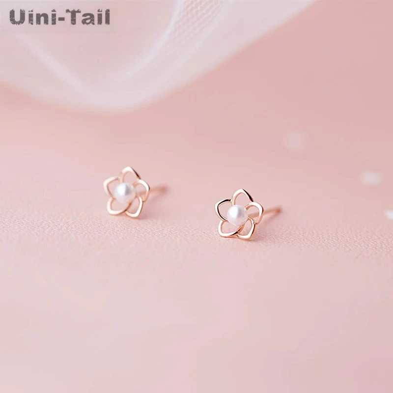 Uini Tail Hot Selling New 925 Tibetan Silver Mountain Camellia Pearl Earrings Fashionable and Unique Flower Earrings ED109