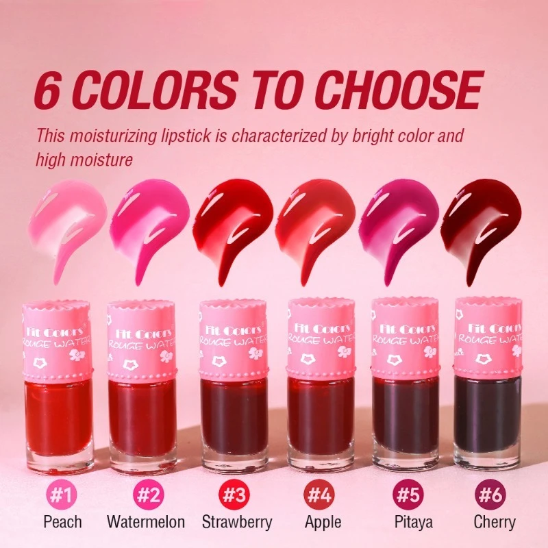 6-farbige Transferfestigungsformel für Lippen- und Wangenflecken, feuchtigkeitsspendender Lipgloss, Rouge-Tönung, langlebig, einfache Anwendung für ein natürliches Aussehen