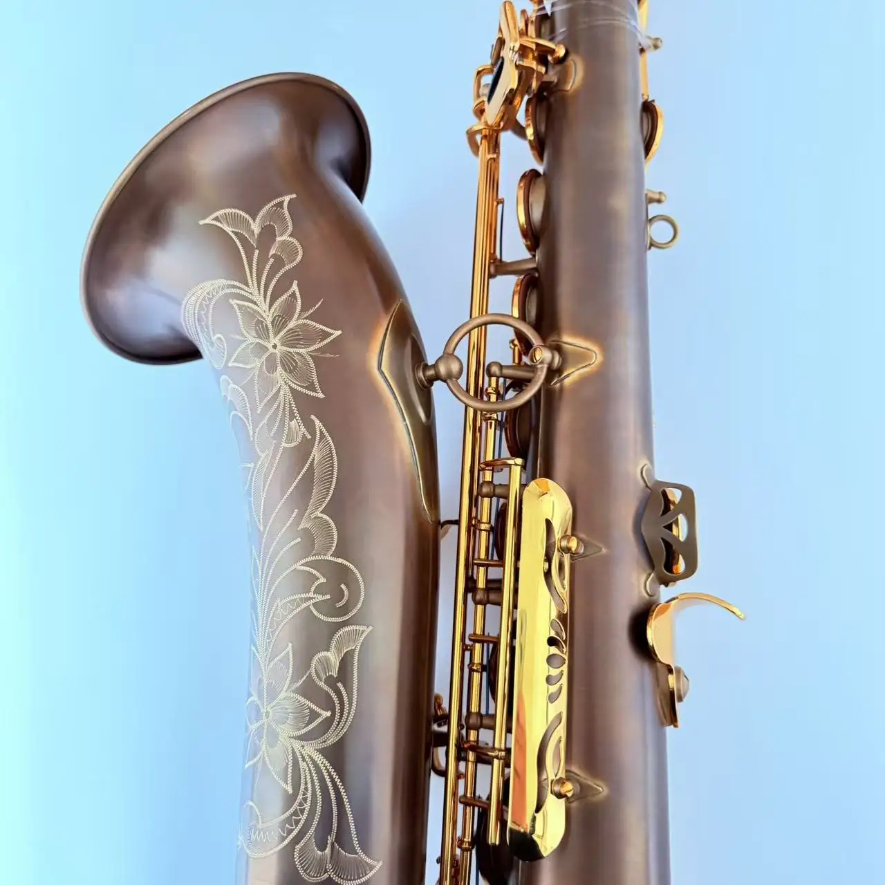 Professional Bb Tenor Saxophone Rolled Tone Holes Brass Body High Quality Woodwind Musical Instrument