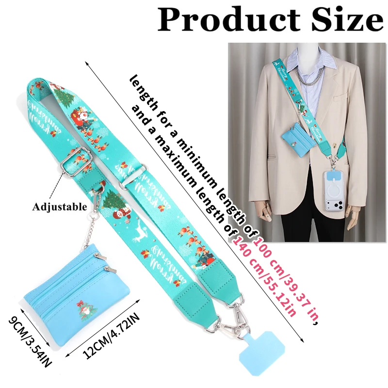 عيد الميلاد نمط 3.8 سنتيمتر واسعة الهاتف المحمول الحبل مع انغلق محفظة جلدية ، السنة الجديدة 2026 حقيبة متعددة الوظائف حزام الكتف #6