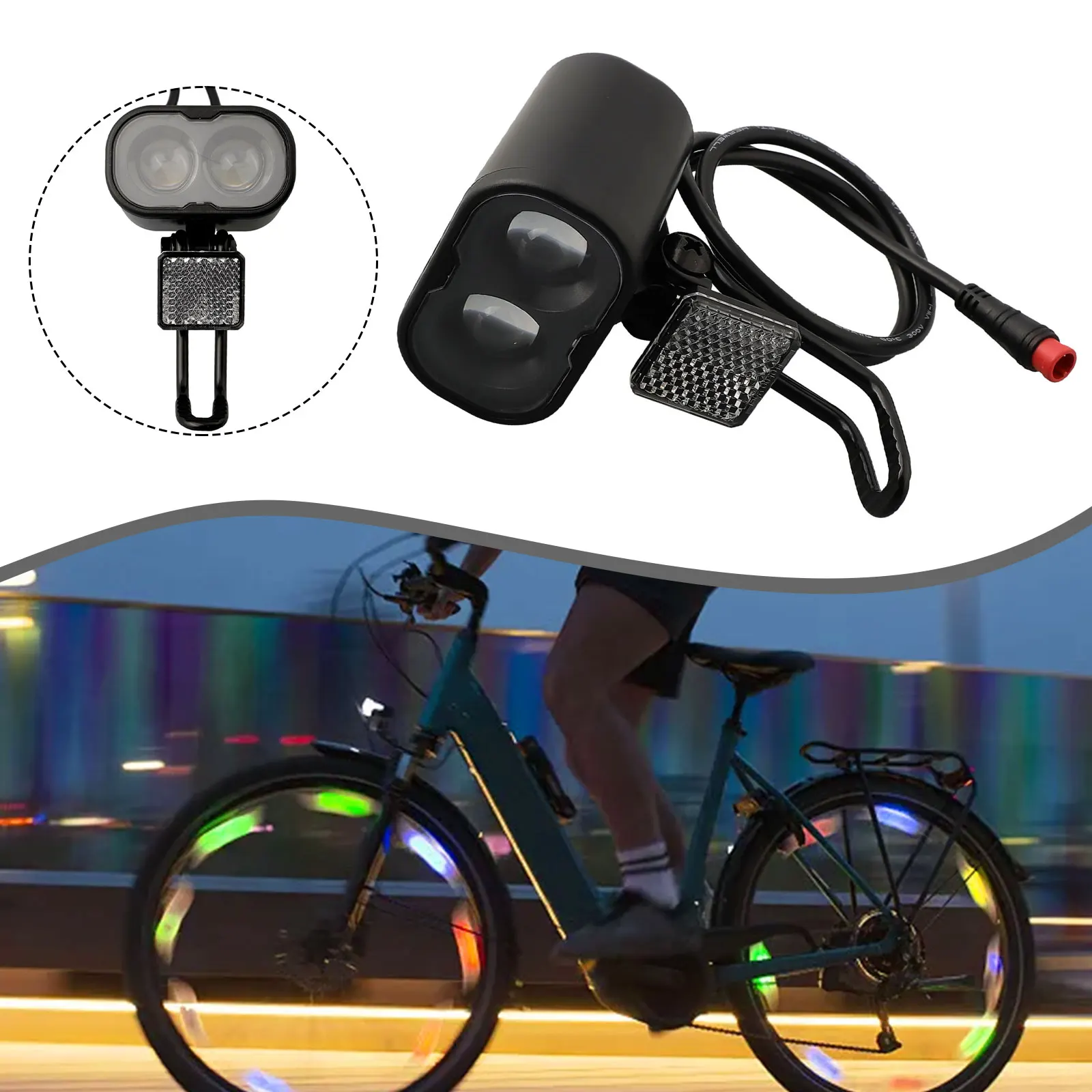 Faro della batteria al litio della bicicletta 12-48V 2pin illuminazione della bici luce della testa impermeabile accessori per il ciclismo notturno