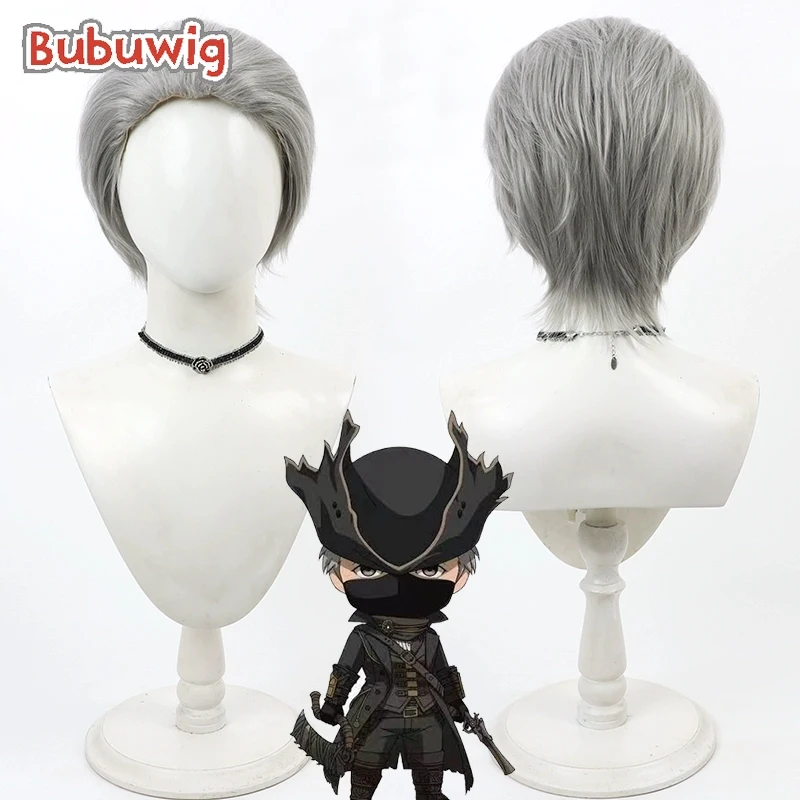 

Bubuwig Synthetic Hair Gehrman Cosplay Wigs Bloodborne Gehrman 30cm Short Straight Gray Men Cos Wig Heat Resistant