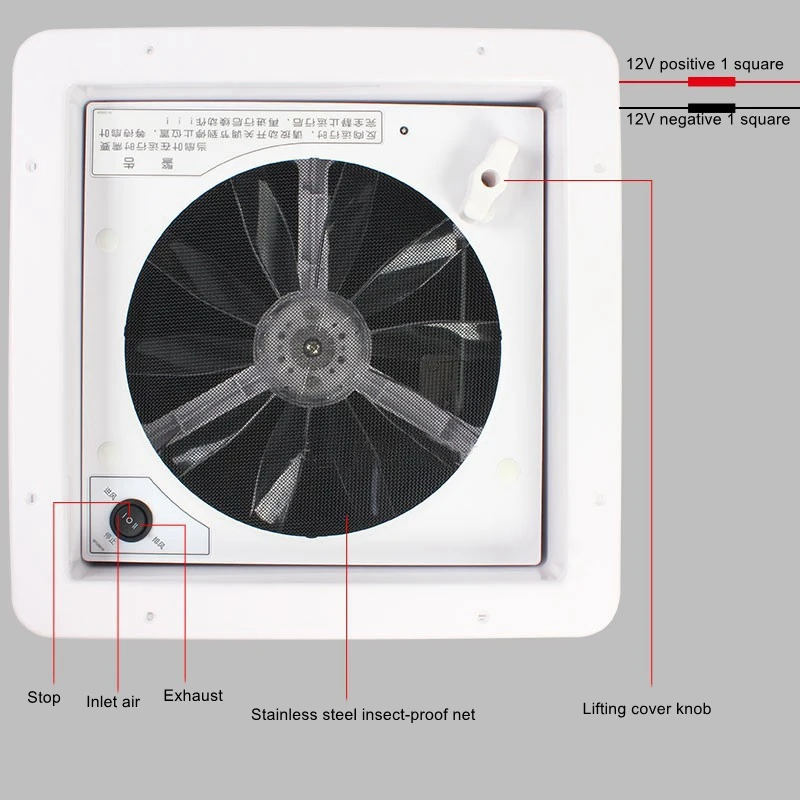 พลังงานแสงอาทิตย์ Caravan Skylight ไอเสียพัดลมหลังคาไอเสียพัดลมพัดลมระบายอากาศ Villa กลางแจ้ง Caravan Extractor พัดลมระบายอากาศ