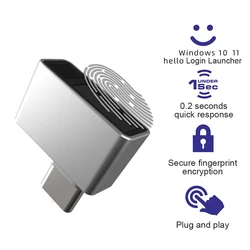 TEC Type-C Fingerpr Fingerprint Reader Module for Windows 7、10、11 Hello Dongle Biometric Scanner padlock for Laptops & PC —u9