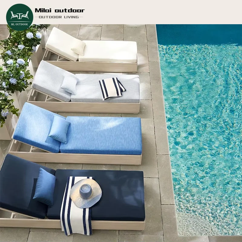 

Milai Outdoor Courtyard Garden Solid Wood Lying Chair Furniture Modern Platform Single Person Swimming Pool Edge Teak Bed