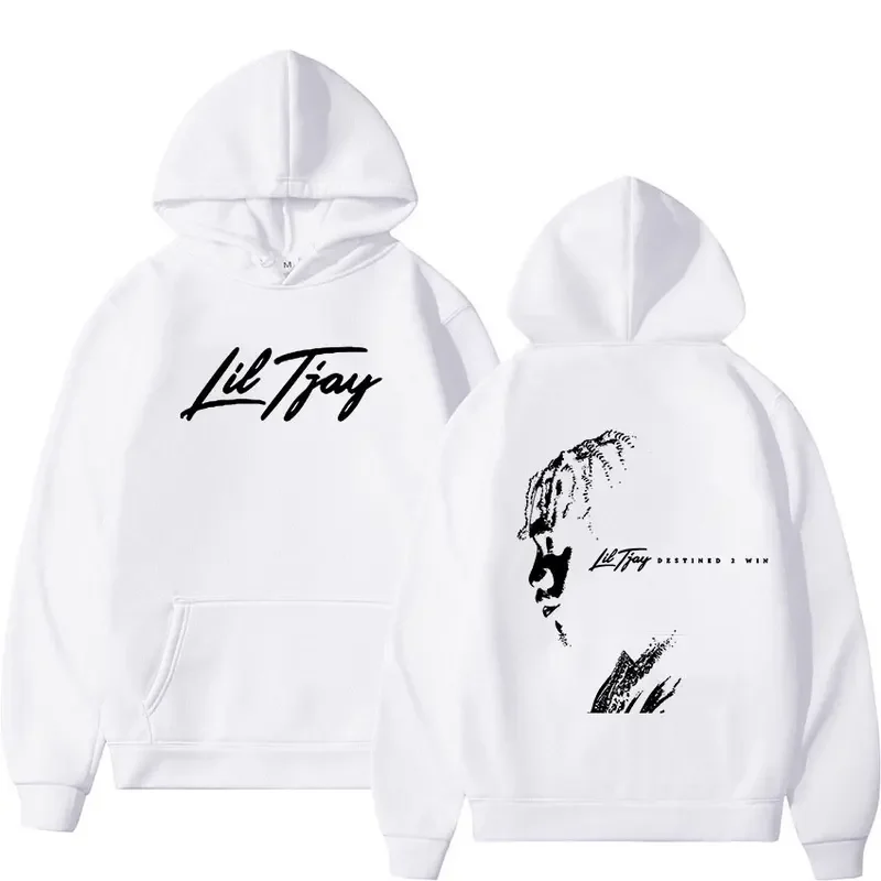 Rapper Lil Tjay Men's Graphic Hoodie Music Album Pullover Hip Hop Sweatshirt Gothic Streetwear Hoodie Destined 2 Win