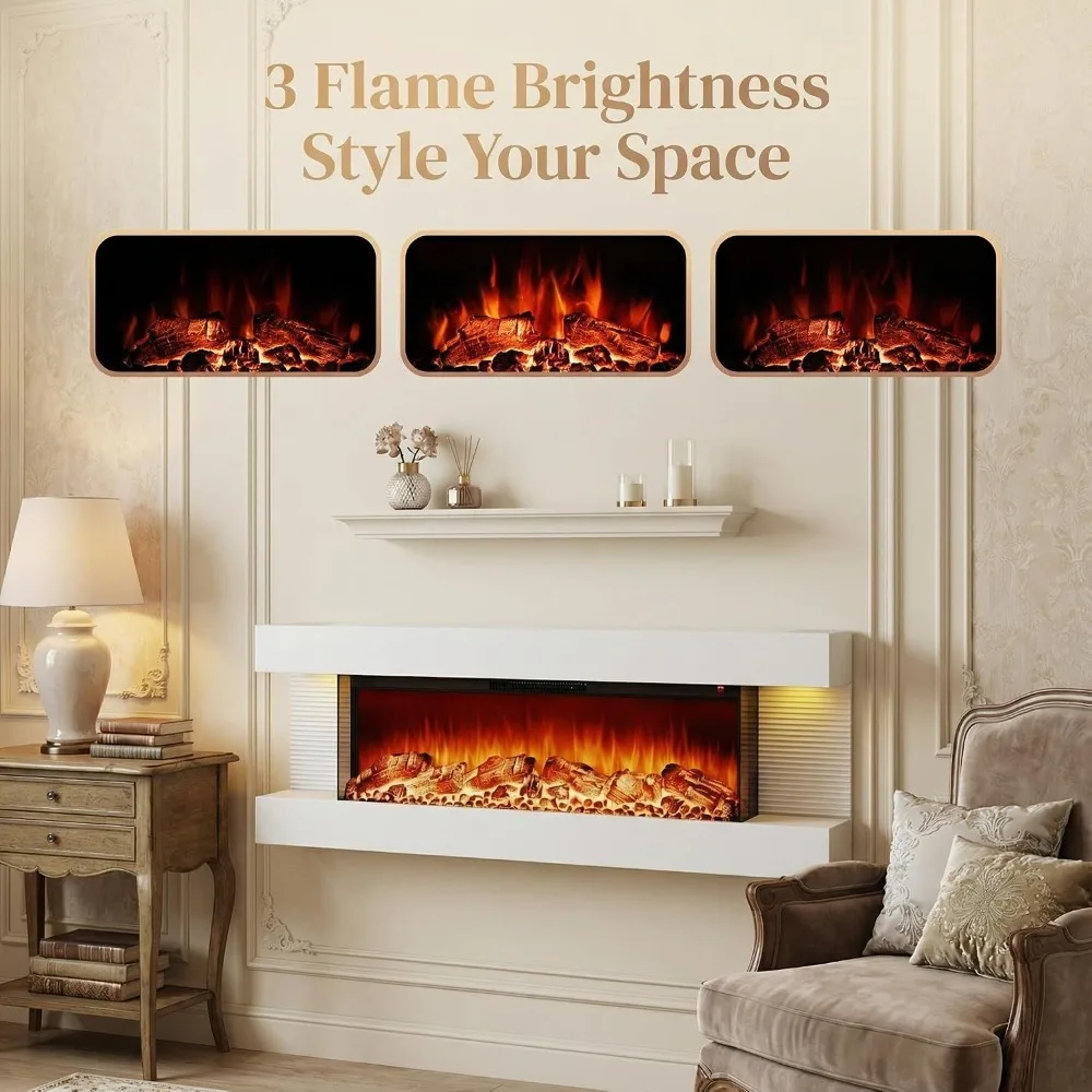 3-Sided Wall Mount Electric Fireplace, 60