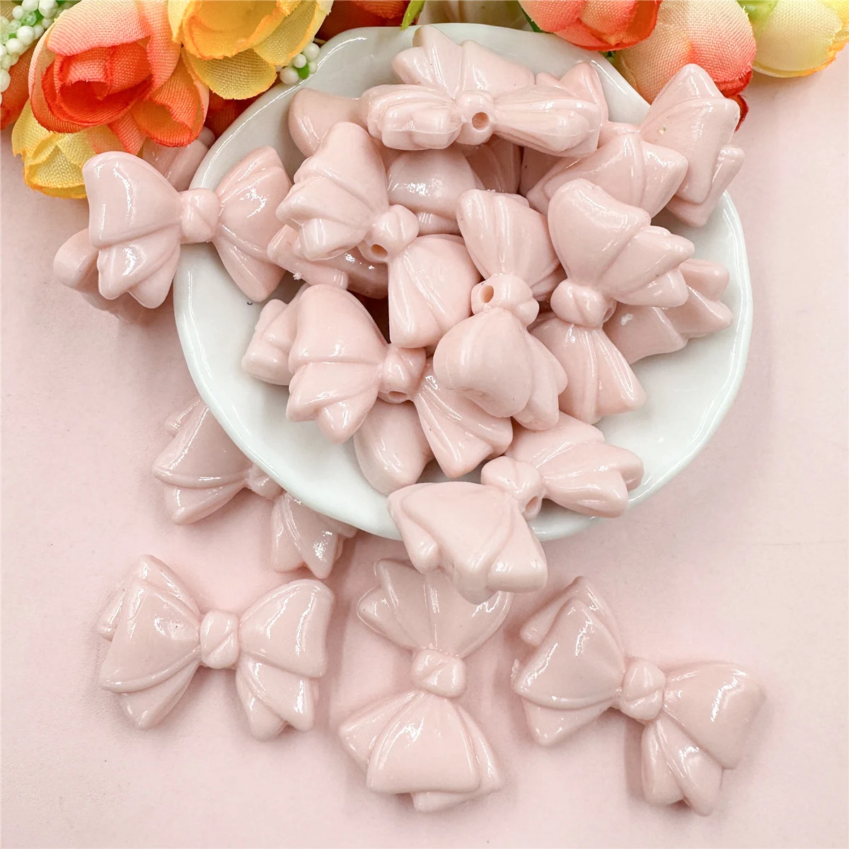 19.2*29.2mm 30pcs Macaron Color Acrylic Bowknot Beads For Necklace Earrings Bracelet Making DIY Jewelry Fashion Material