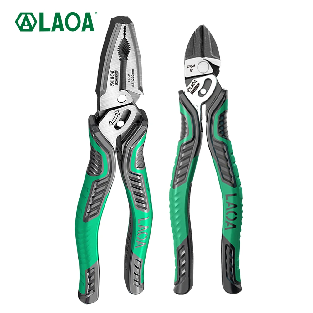 LAOA 8.5 Inch Wire Cutters Professional Eccentric Dual Shaft Labor-saving Electrician Pliers CR-V Household Hand Multi Tool