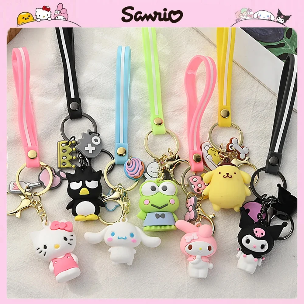 

MINISO Kawaii Keychain Kuromi Cinnamoroll Women Bag Pendant Backpack Melody Accessories Hello Kitty Toy Doll Keyring Girl Gift