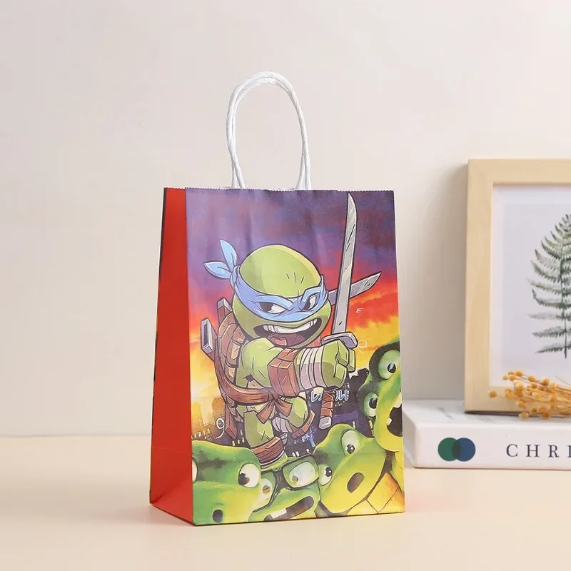 Ninja Turtles TMNT Kraft Paper Gift Bags with Handles DIY Multifunction Hopping Carry Craft Party Christmas Festival Gift Bag