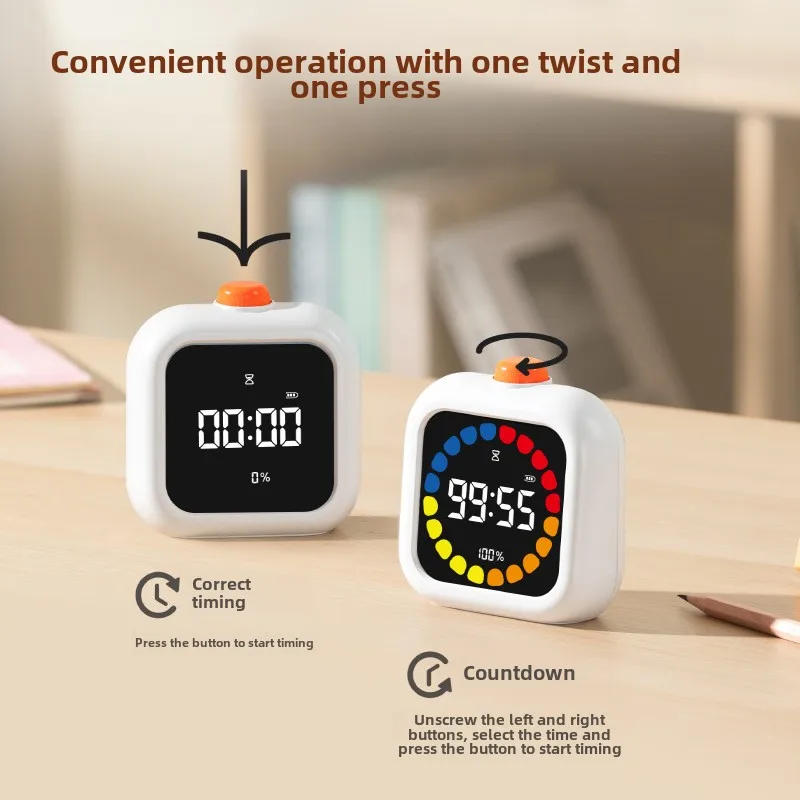 Productivity Cube Timer Gravity Sensor Flipping LED Display 4 Preset Time Dual Modes Countdown Cooking Study Mini Digital Timer