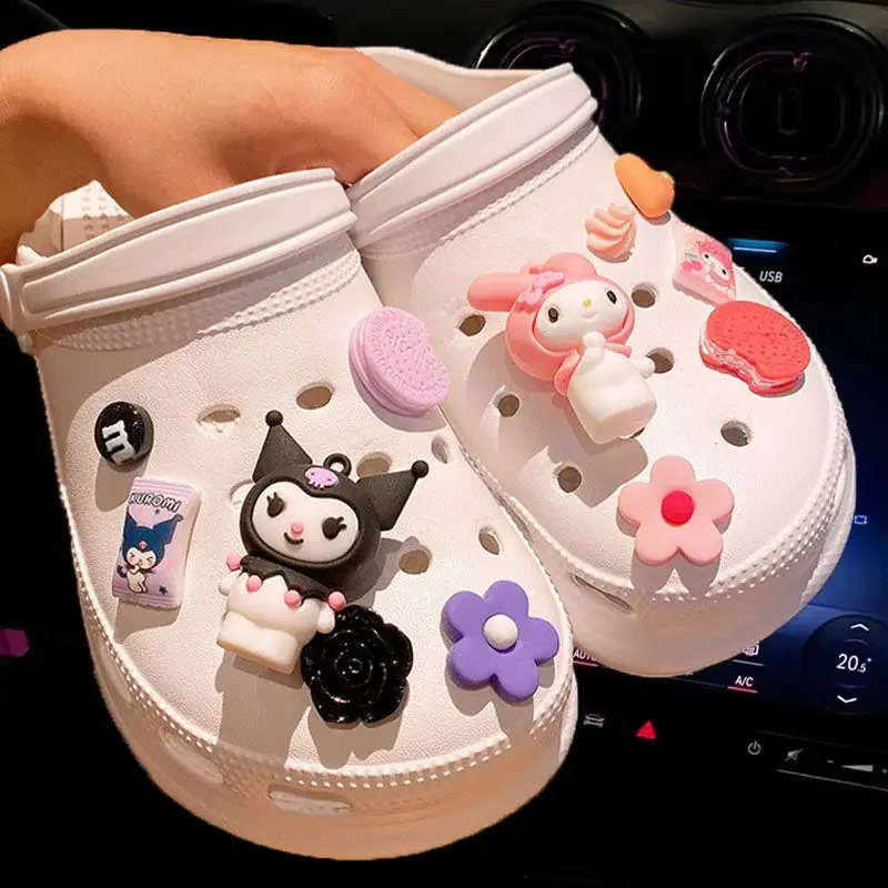 12Pcs Cartoon Cute Anime Shoes Accessories Cartoon Peripheral Soft Plastic Sandal Decoration Removable Buckle Charms Kids Gift