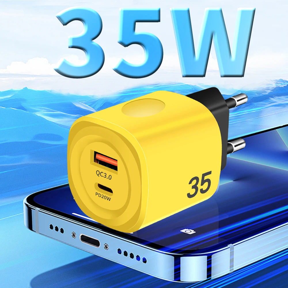 USB C Fast Charger 35W QC3.0 PD Real Fast Quick High Speed Charging Mobile Phone Wall Adapter for IPhone15 Xiaomi 14 Samsung S23 - náhled 6