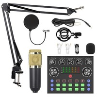 BM800 Condenser Microphone Kit Computer Sound Card Mobile Phone Voice Changer Microphone Streaming V8 Audio Mixer