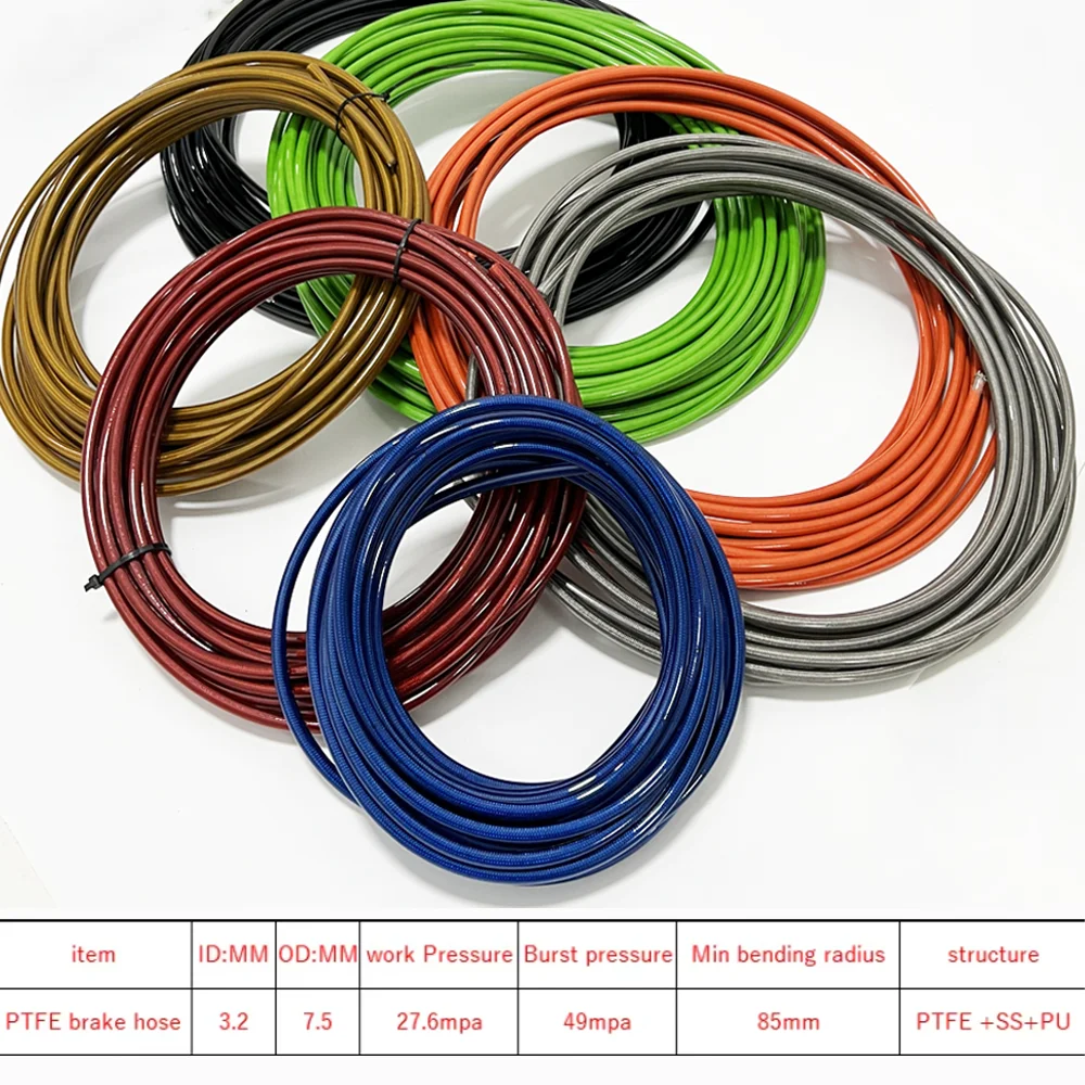 1M 2M 3M 5M 8M10M motorcycle braided stainless steel PTFE clutch oil pipe hose AN3blue/black/silver/green/red/orange/dark yellow