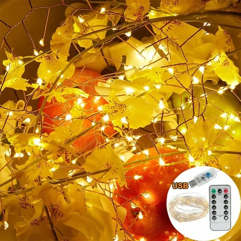 Christmas Tree Copper Wire Firecracker Light String USB Power Supply Warm /White/Colorful Small Colored LED Decorative Light