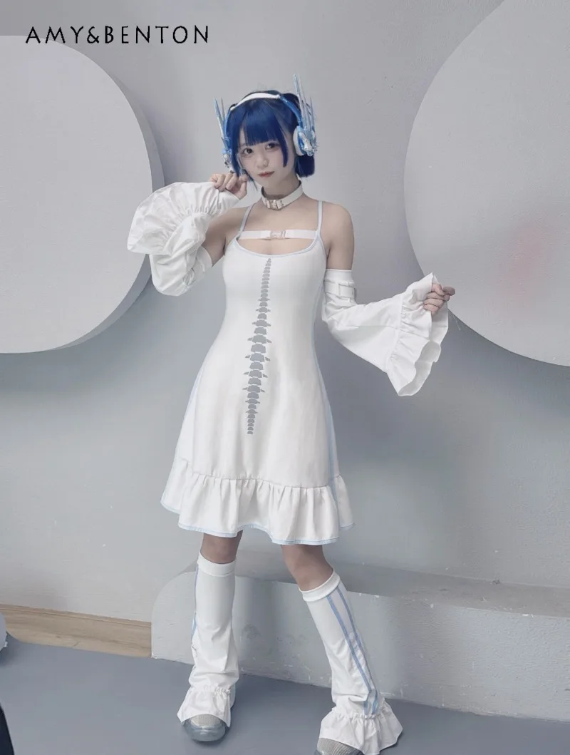 Mine Series Mass-produced Subculture Splicing Color Ruffle Leaf Edge Leg Warmer Japanese Sweet Cute Goth Thigh High Socks Women