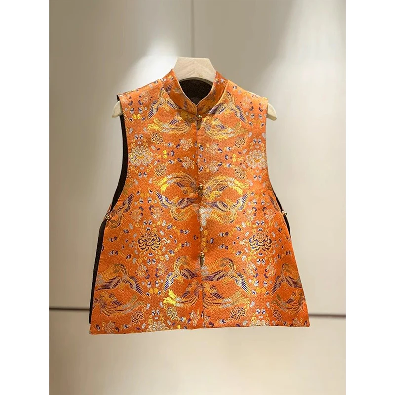 

Floral Printed Vest Women Retro Chinese Vintage Ethinic Style Sleeveless Tops Oversized