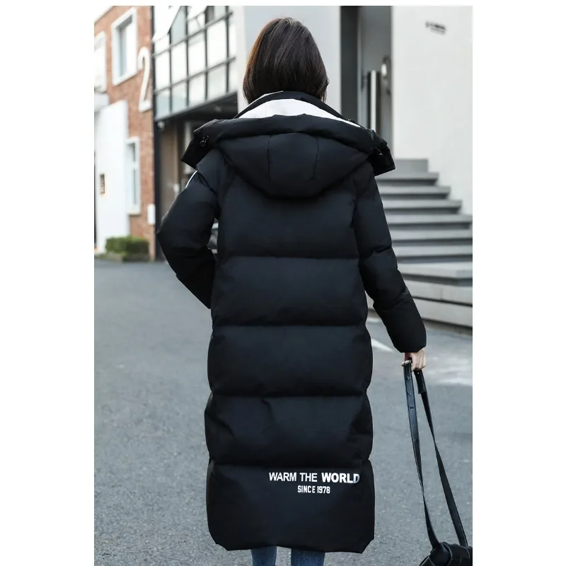 Echt wit eendendonsjack voor dames Noordoost super dikke lange, nauwsluitende winterjas tot over de knie