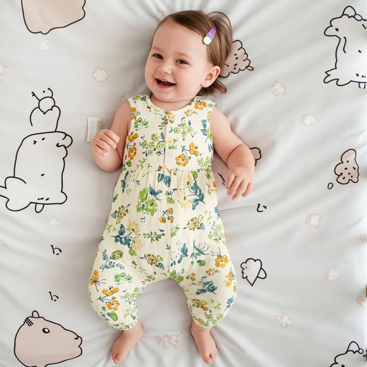 

Soft Casual Baby Girls Clothing Flower Sleeveless Rompers Summer Toddler Jumpsuits