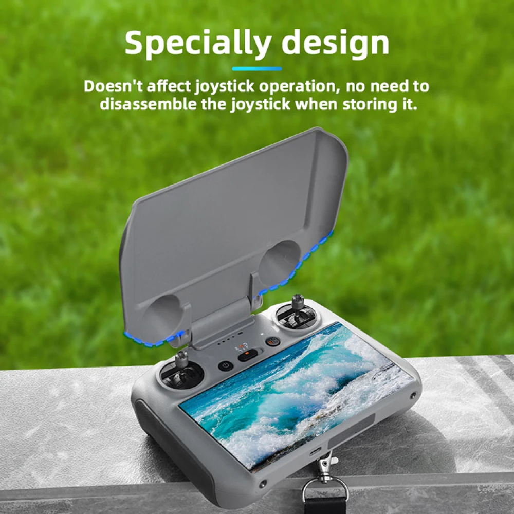 Cappuccio protettivo parasole 2 in 1 per telecomando Mini 3 Pro con accessori per droni con schermo copertura parasole grigia + cinturino