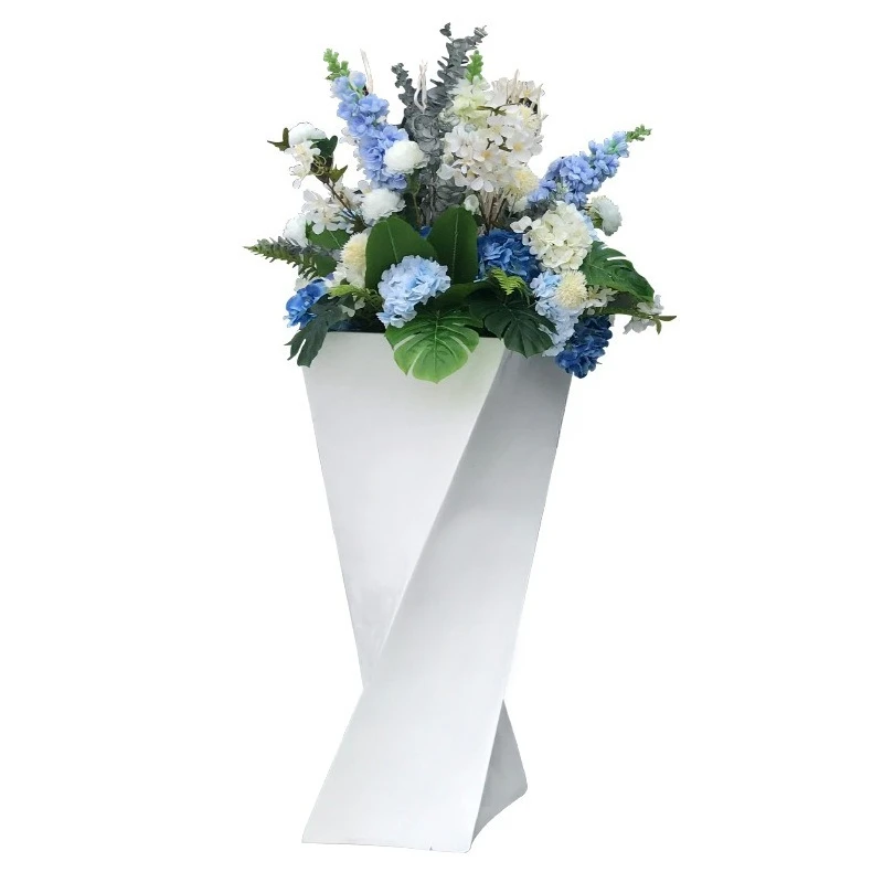 Customized fiberglass twisted rotating combination flower pot outdoor real estate sales department Meichen creative ornament