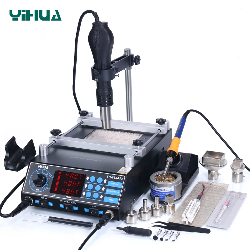 

YIHUA 853AAA 3 in 1 Preheater Soldering Iron Station Hot Air Gun Rework Station BGA SMD Phone Welding
