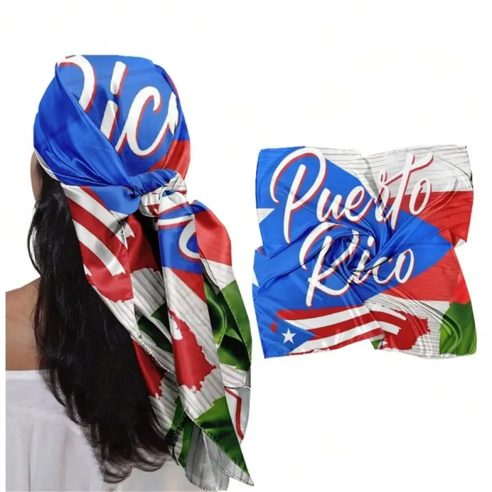 

Fashion Puerto Rico Flag Pattern Square Headscarf Versatile Soft Square Scarf 35 inch Turban Travel Accessories
