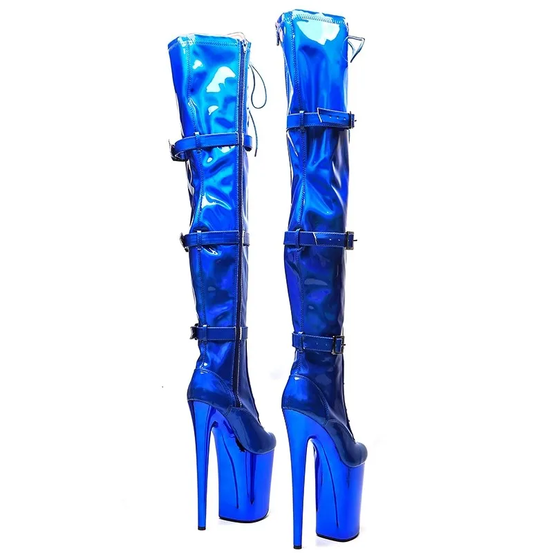 New 23CM/9inches Shiny material PU fashion lady High Heel platform Pole Dance Shoes Over-the-Knee Modern Boots