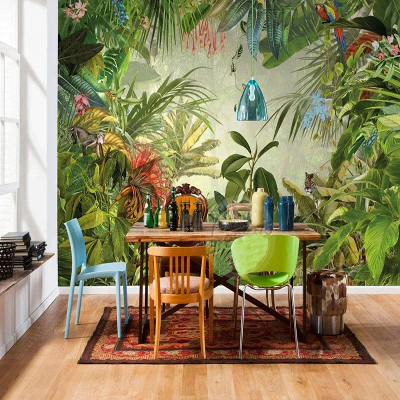 Custom 3D Stereo Tropical Rainforest Banana Leaf Photo Wallpaper Background Wallpaper Mural Painting Fresco Dining Room TV Mural