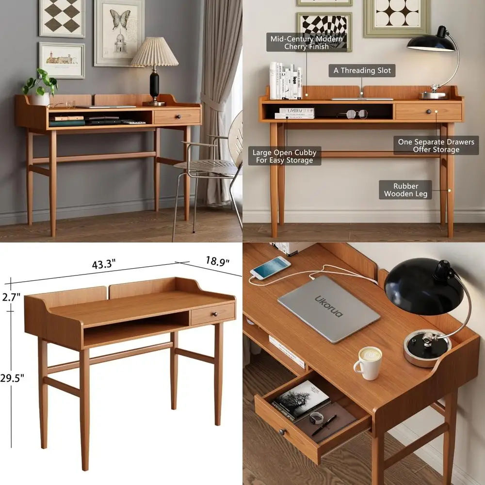 

Винтажный стол в скандинавском стиле для ноутбуков и письма, с ящиком для хранения и ящиком для небольших помещений