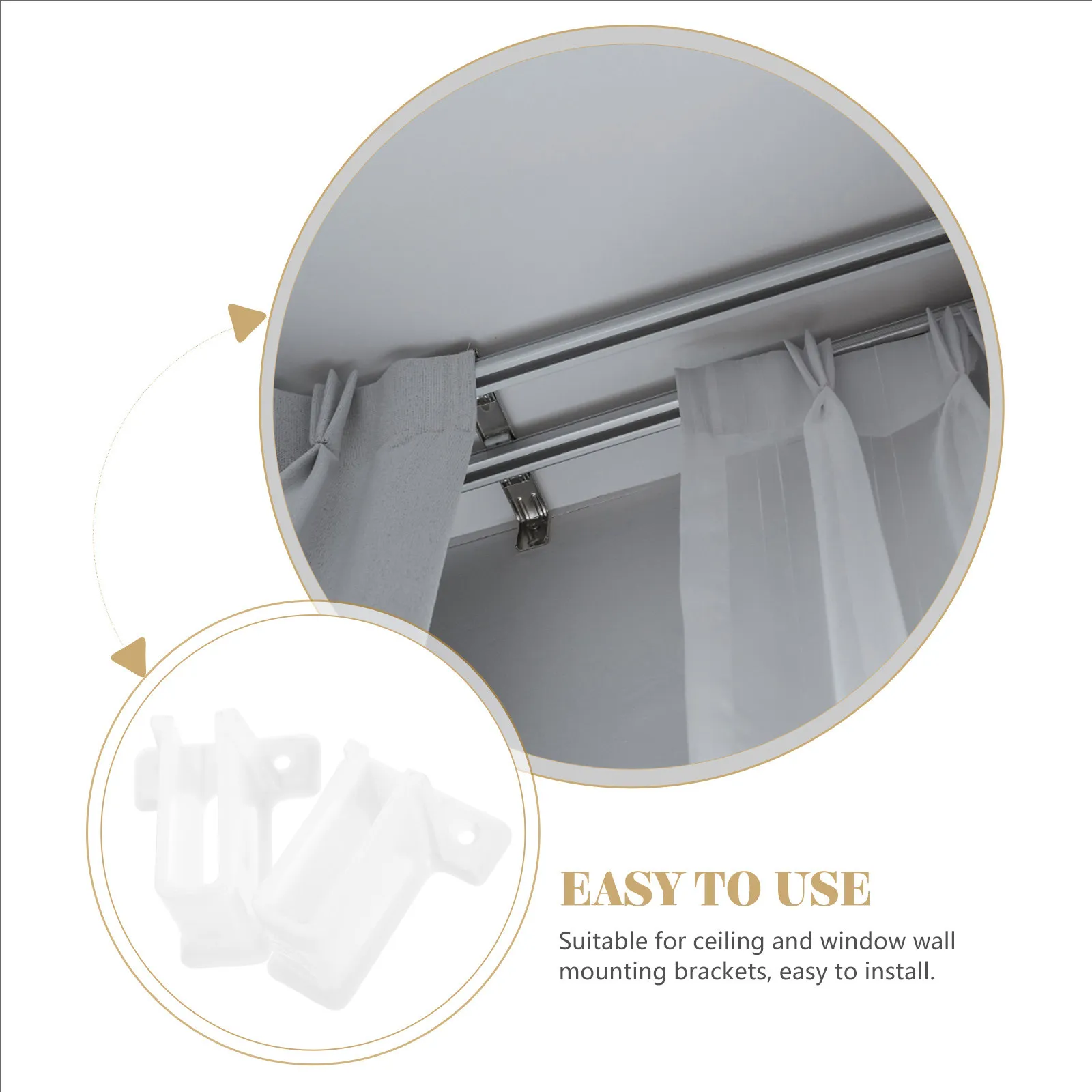 2Pcs Compact Lightweight Plastic Rod Holders for Wall Mounted Curtains Wire Shelving Closet Shelf Brackets Versatile Multi Use