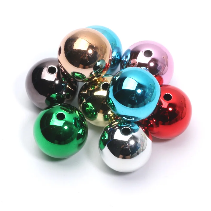 16mm Electroplated Colored Round Balls Acrylic Spacer Beads Necklaces Bracelets Acrylic Beads For Jewelry Making DIY Accessories