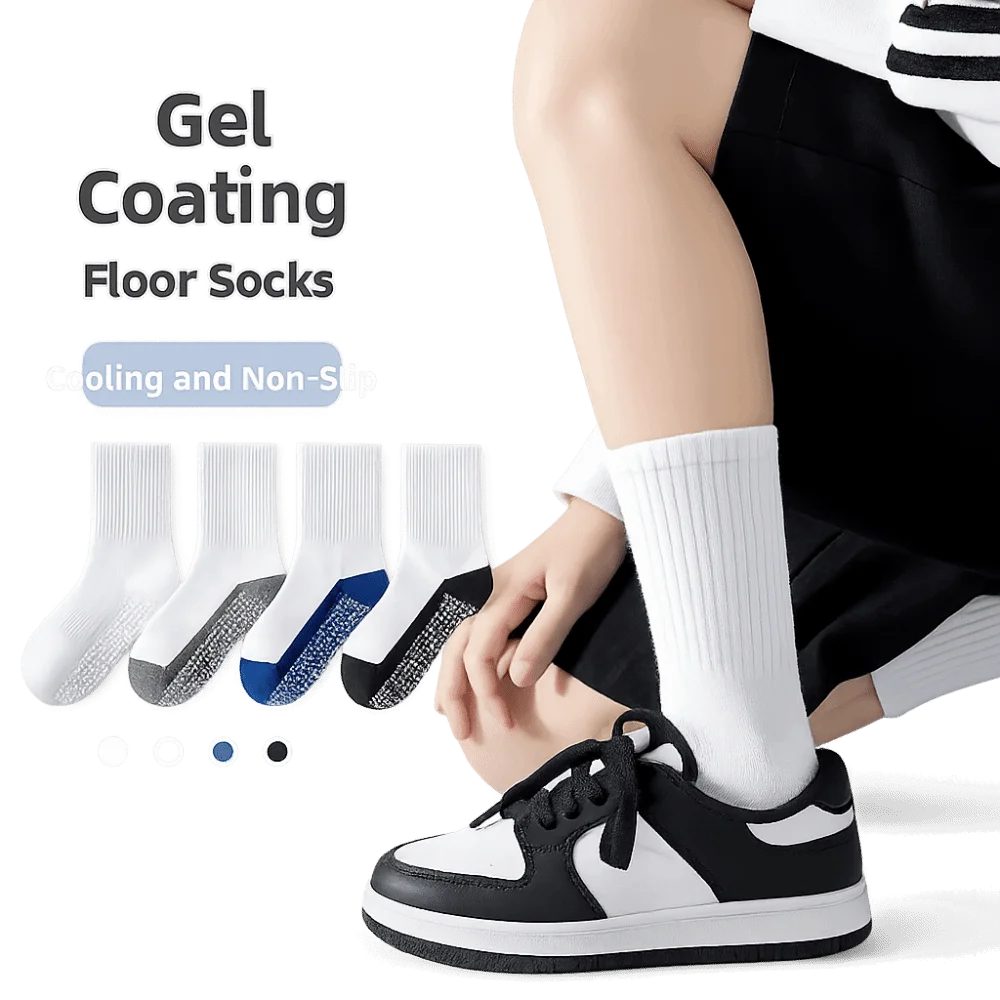 5 أزواج منتصف أنبوب الاطفال المضادة للانزلاق الجوارب عدم الانزلاق القابض الصلبة القطن الأطفال جوارب يمكن السير بها على الأرض لزجة تنفس #3