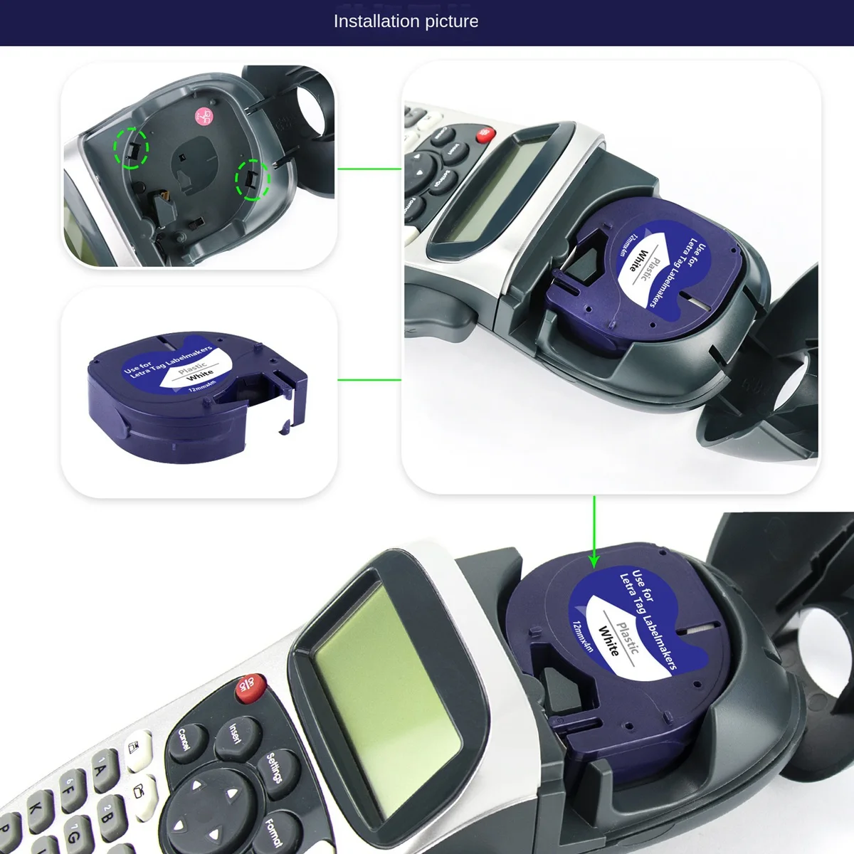 إعادة ملء صانع الملصقات لـ Dymo Letratag ، شريط بلاستيكي أبيض ، Letra Tag Plus LT ، 12 مليون × 4 م ، 10